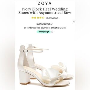 Bella Belle ZOYA ivory block heel with bow SZ 7